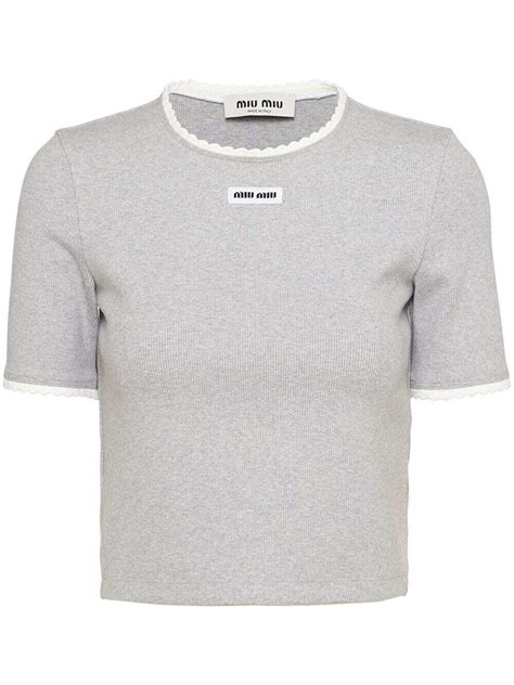 miu miu grey top|farfetch miu shirts.